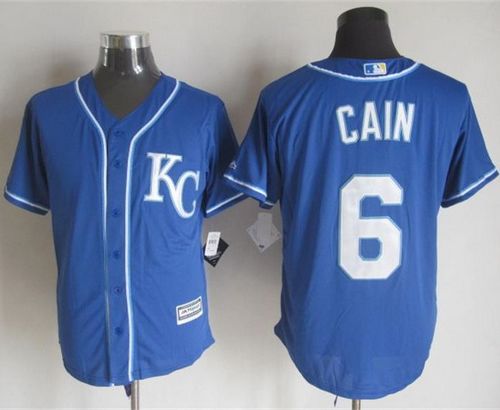 Royals #6 Lorenzo Cain Blue Alternate 2 New Cool Base Stitched MLB Jersey - Click Image to Close